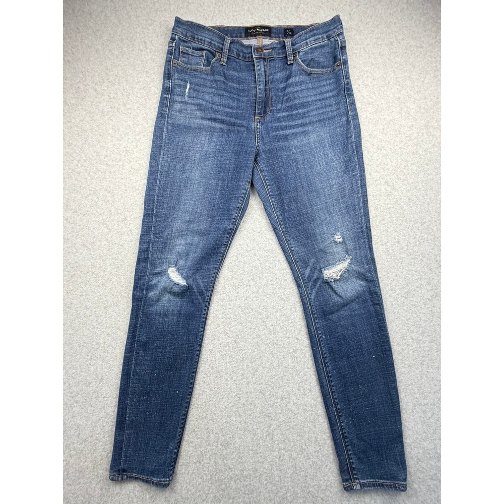 Lucky Brand Bridgette Skinny Jeans Womens 10/30 Blue Distressed High Rise Denim